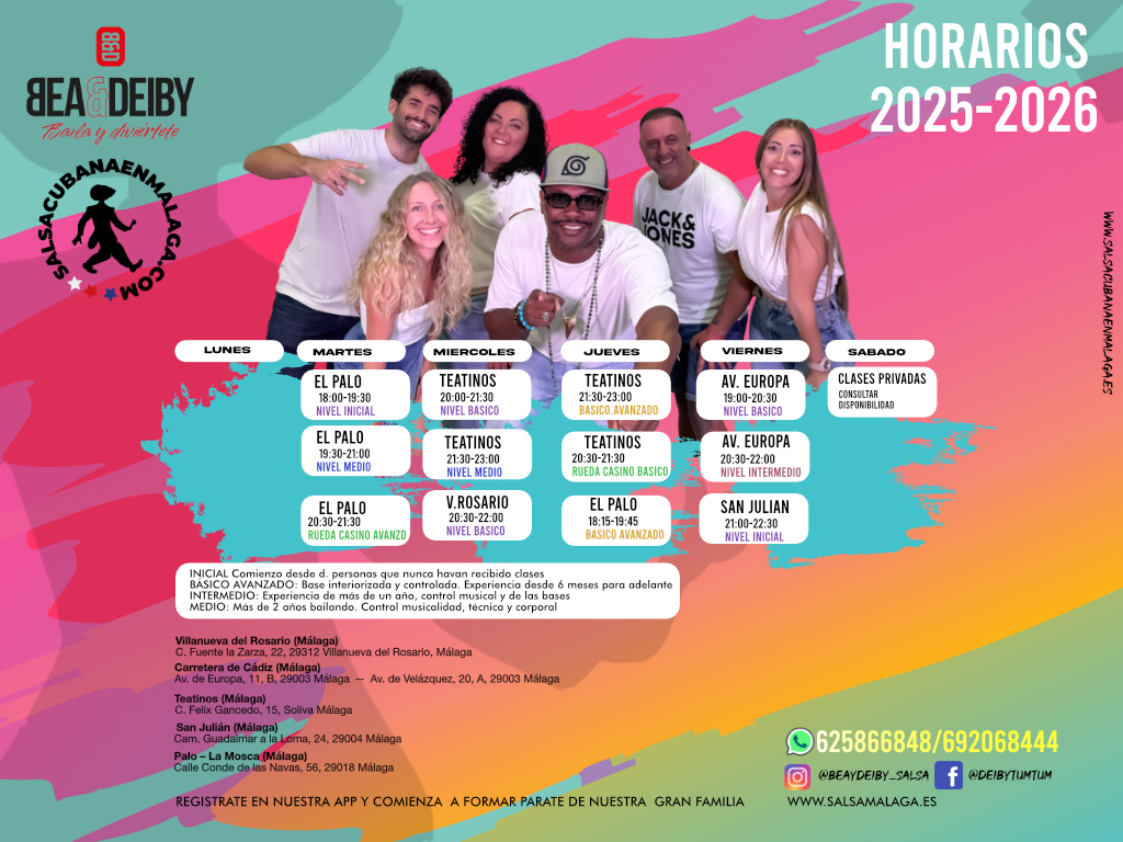 Horarios de clases de salsa cubana en Málaga 2023/2024