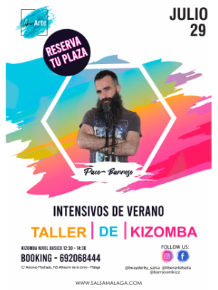 Flayers de Intensivo de kisomba con paco barroso 2023 organizado por la Escuela Salsa Cubana en Málaga