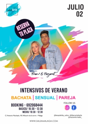 Flayers de Intensivos de bachata sensual en malaga con Fran y Nasaret